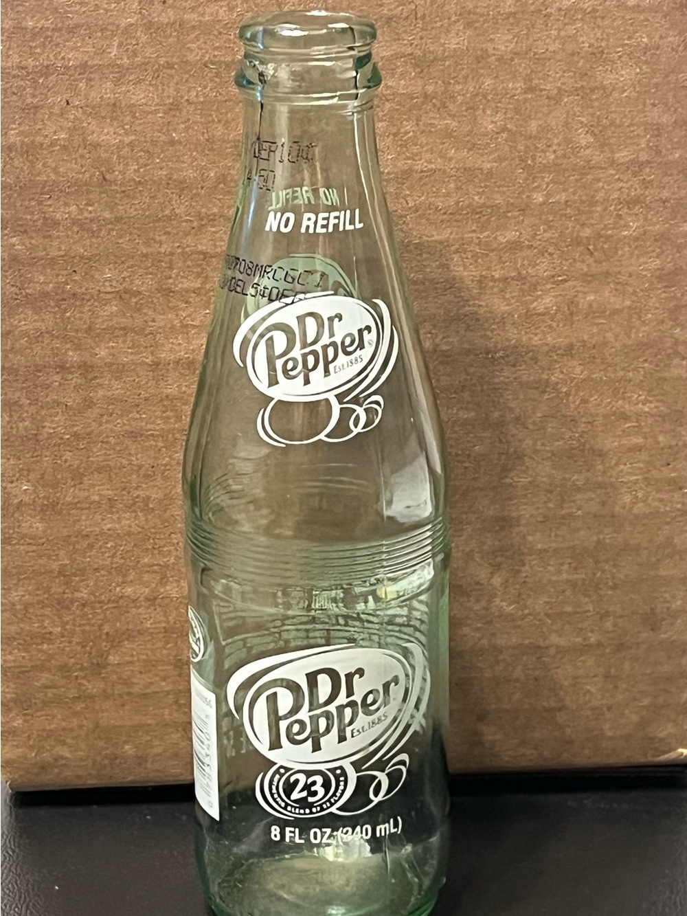 Dr Pepper Clear Light Green Glass Bottle Decorative Accent